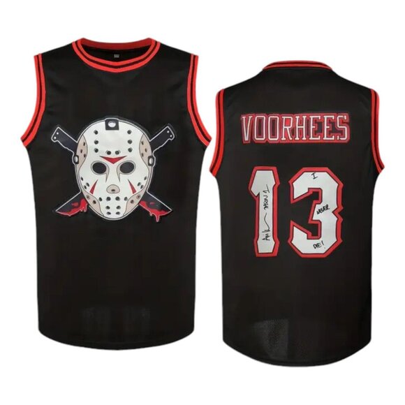 Friday The 13th Jason Voorhees Mask Basketball Jersey Movie Horror Black - Picture 1 of 9